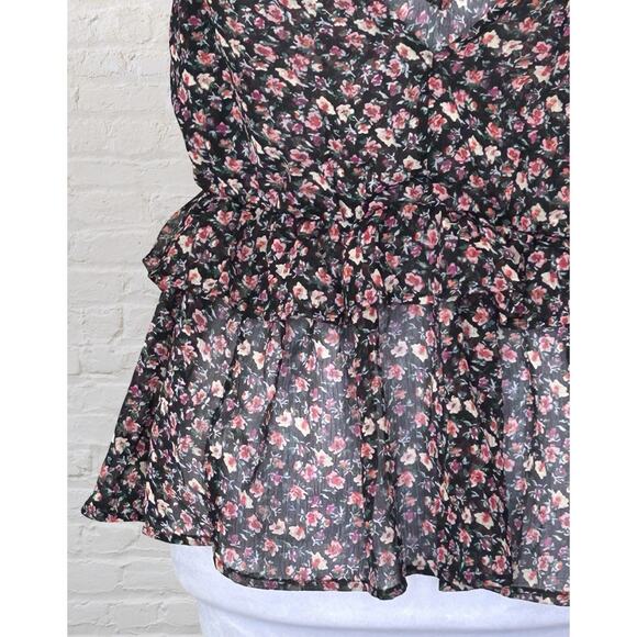 American Eagle Black Floral Semi Sheer Cami Tank Top XS S Dark Fairy Boho Summer - Picture 9 of 12